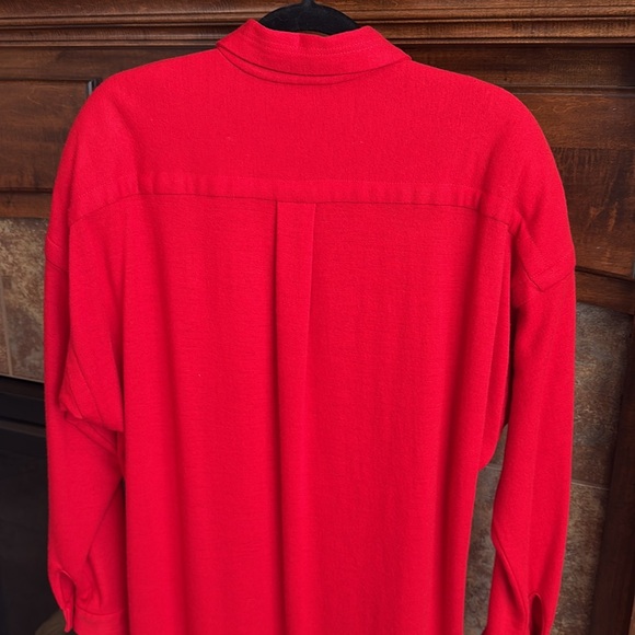 Vintage bright red Howard Wolf collared shirt dress gold tone buttons est size L - Picture 13 of 14